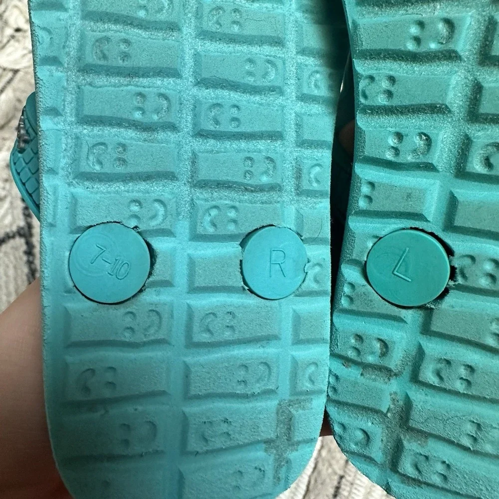 Sanuk Toddler Girl Flip Flop Sandals Sz 7-10 Blue Summer Shoes Vacation Slip On